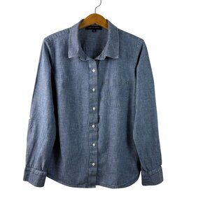 Tommy Hilfiger Women’s Denim Chambray Button-Down Shirt – Sz L – Classic Casual